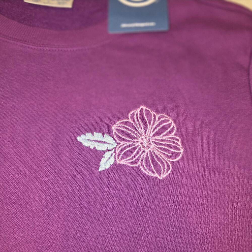 Life Is Good Sweatshirt Womens Large Purple Simply True Pretty Poppy Graphic NEW